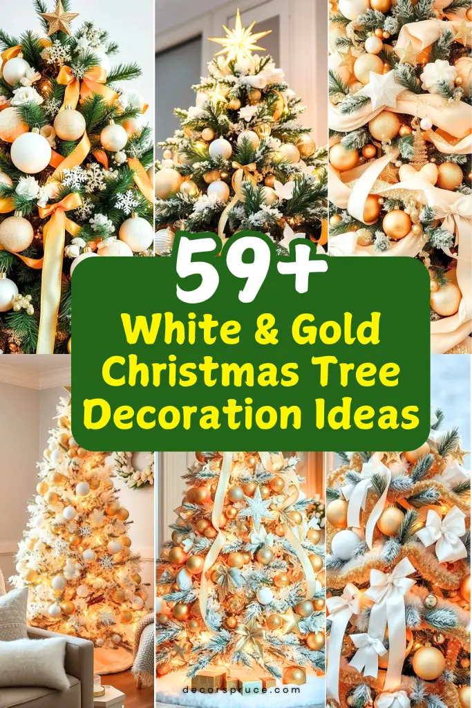 59+ White & Gold Christmas Tree Decoration Ideas