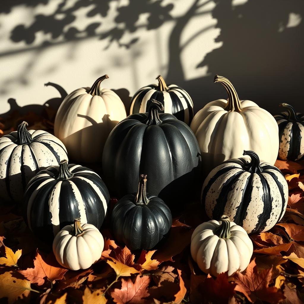 black and white pumpkin painting