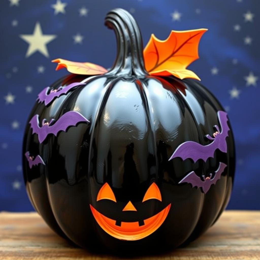 black bat pumpkin painting