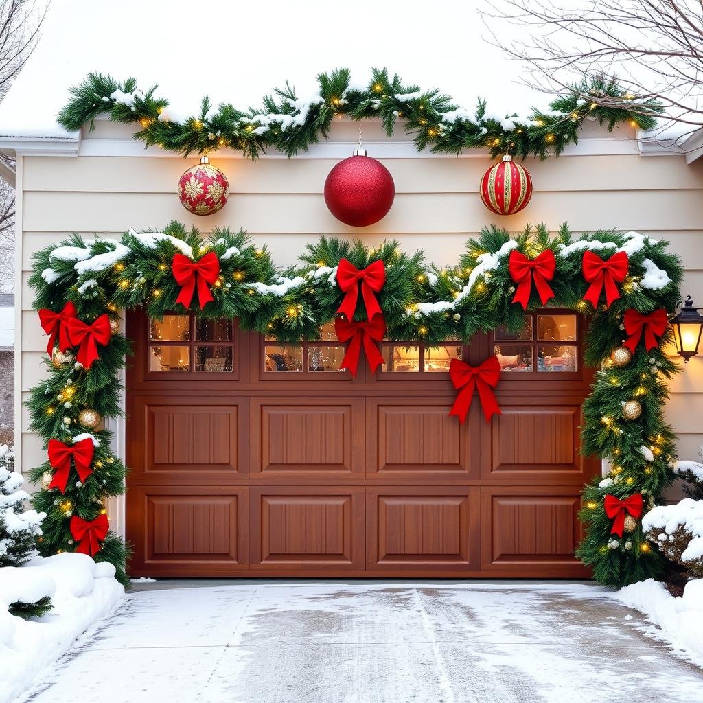 christmas decorations around garage door