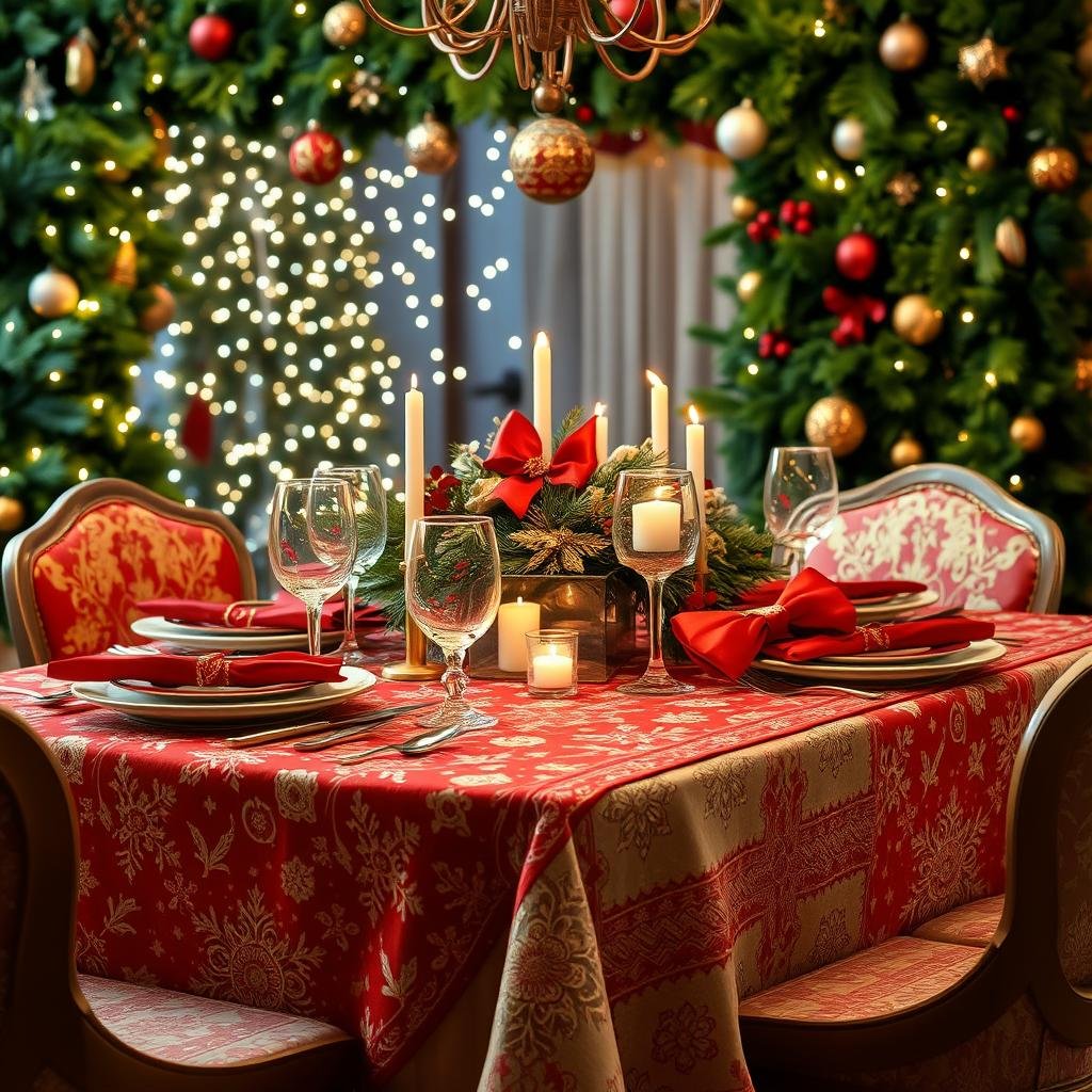 christmas table linens