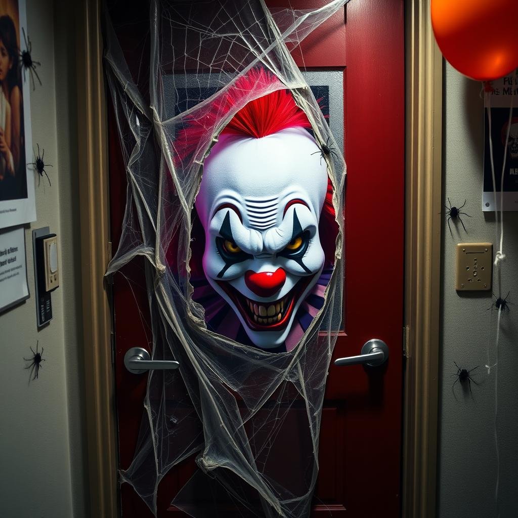 creepy clown door decoration