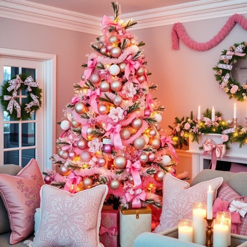 decorations for a pink christmas tree