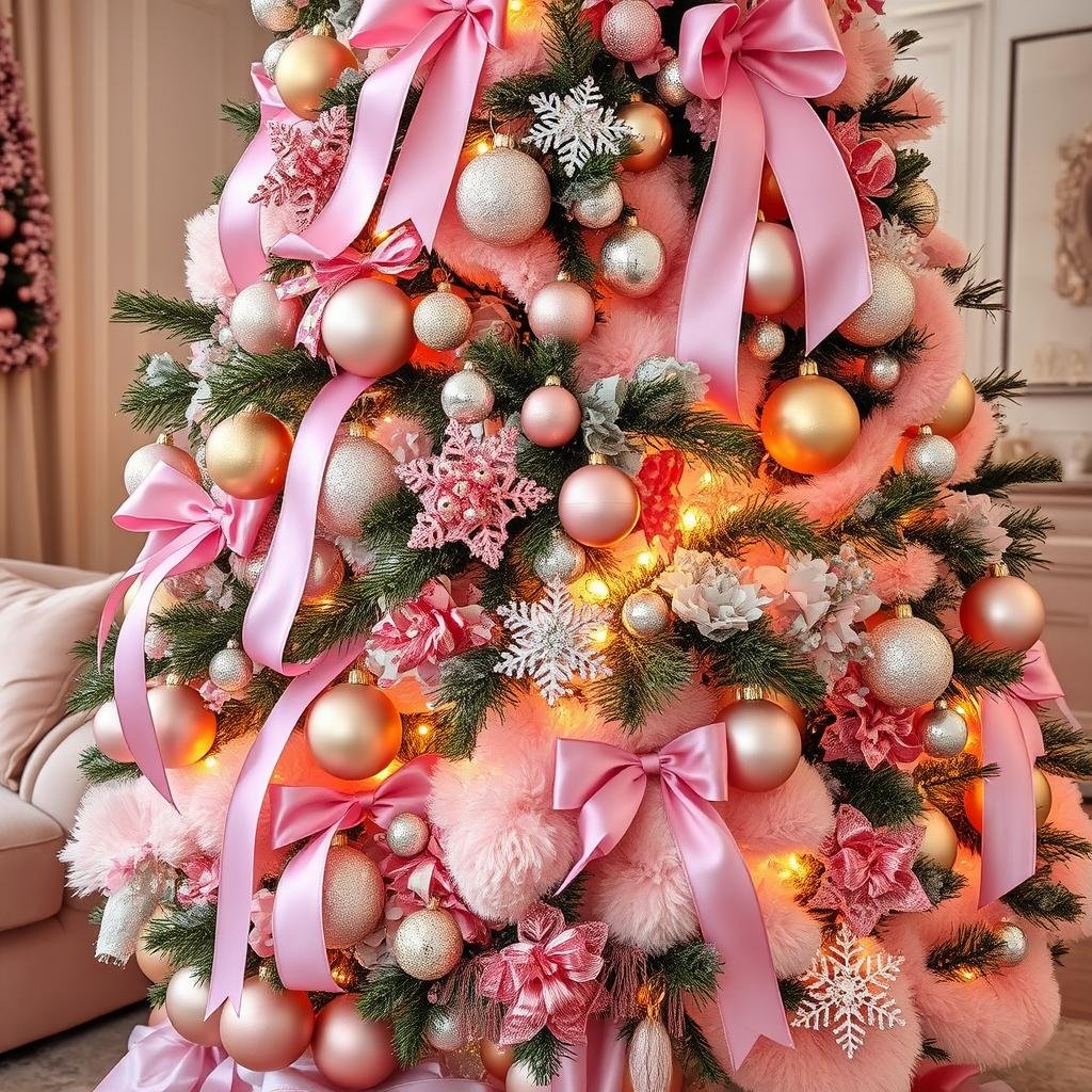 decorations for a pink christmas tree