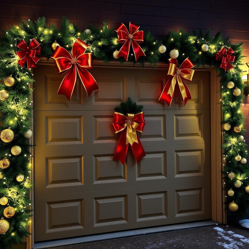 garage door christmas bows