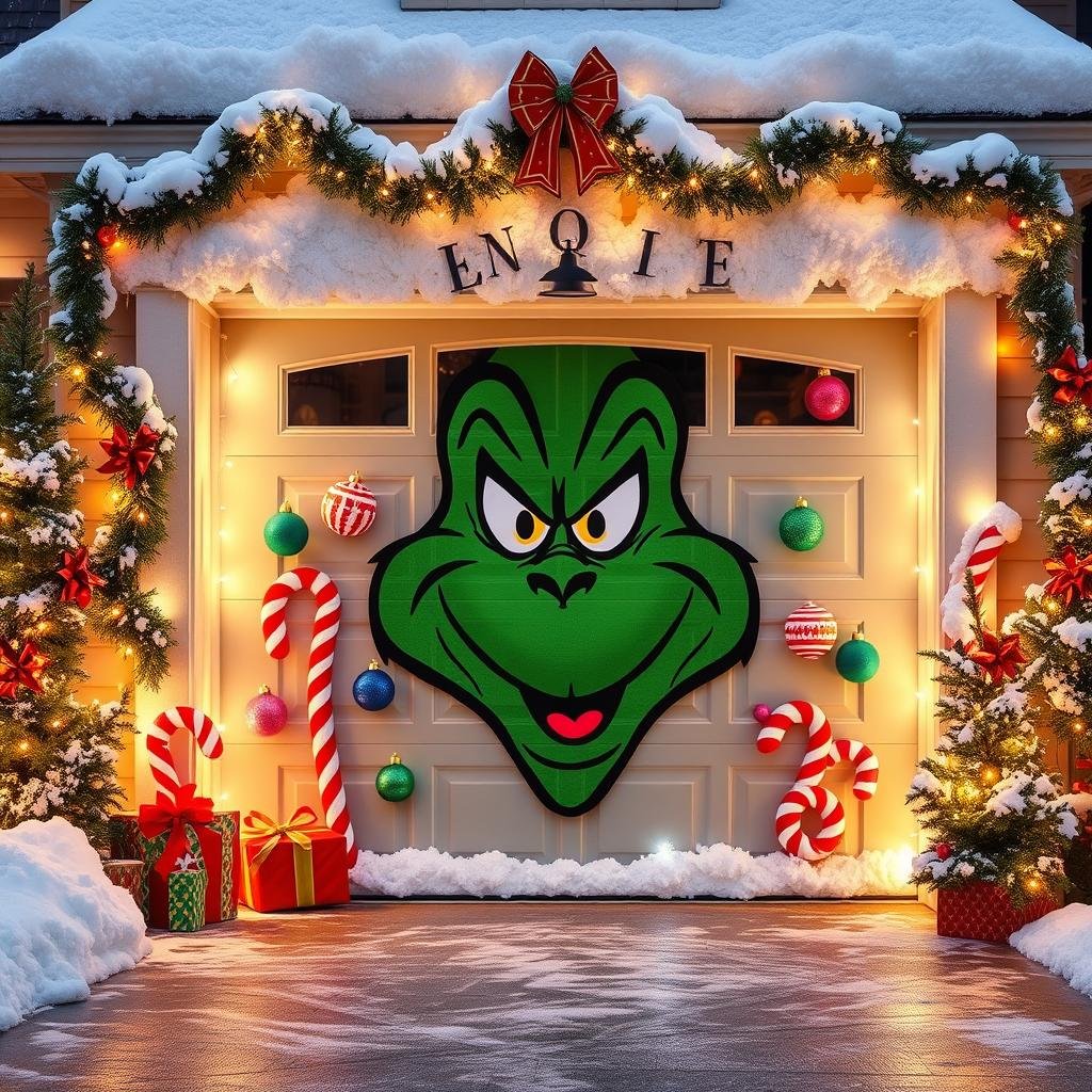 garage door christmas decorations grinch