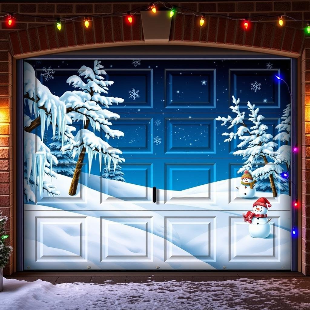 garage door winter wonderland scenes