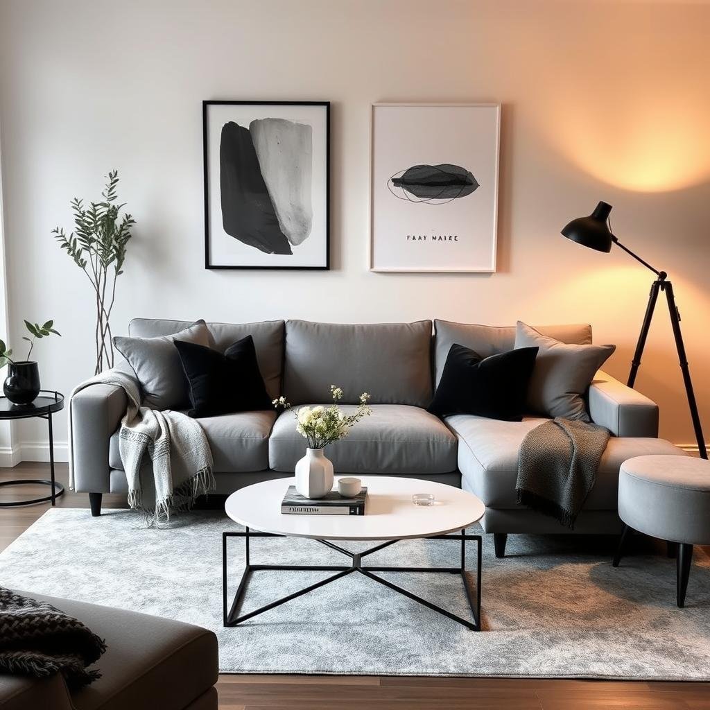 grey sofa styling