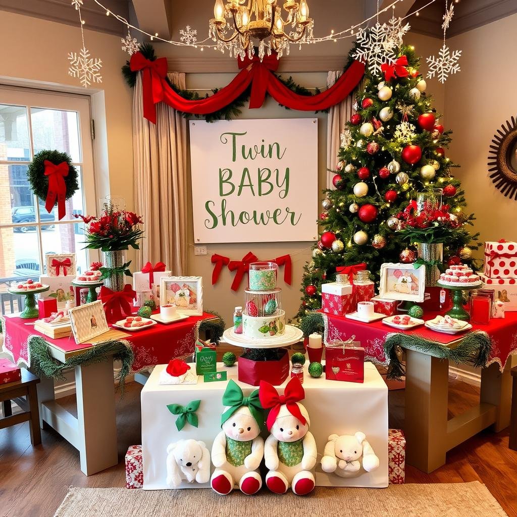 holiday twin baby shower