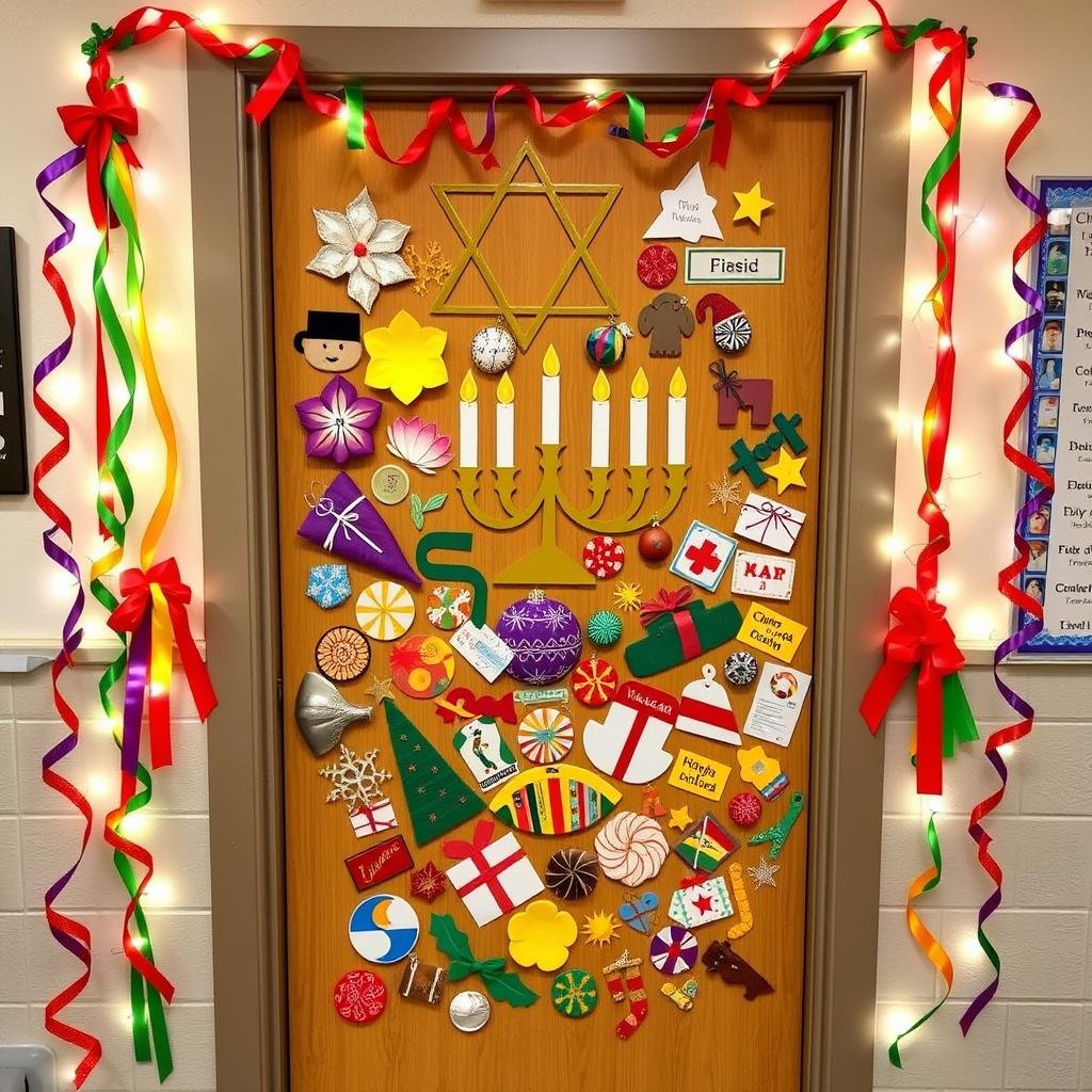 inclusive and multicultural holiday door decorations