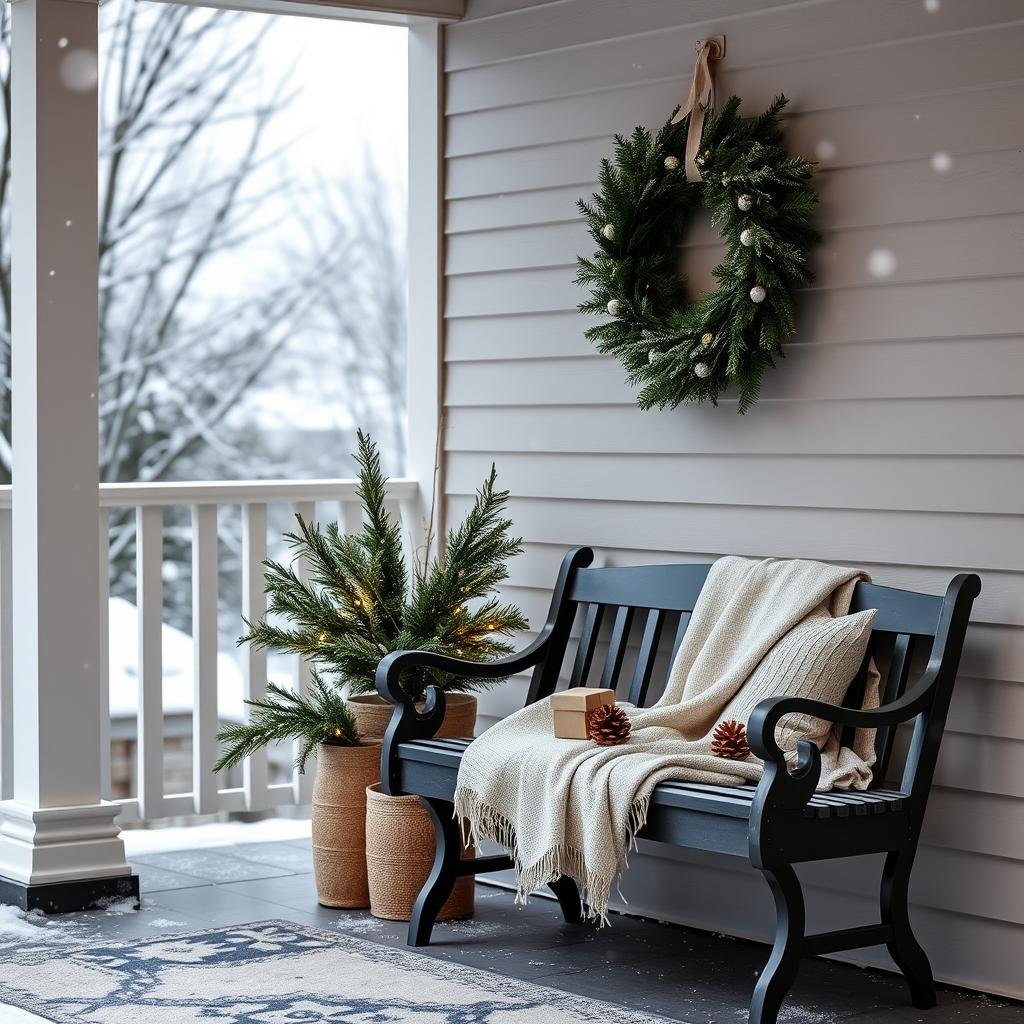 minimalist christmas porch