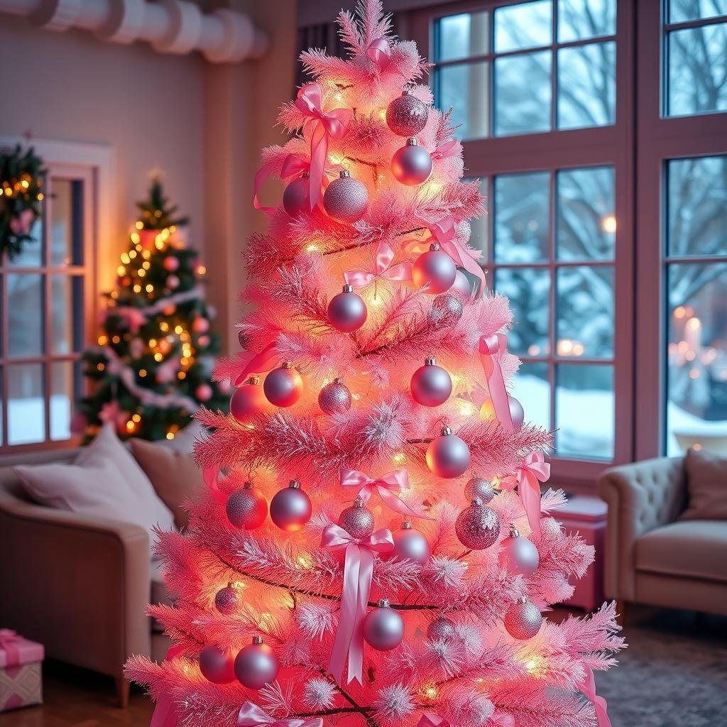 pink christmas tree decorations