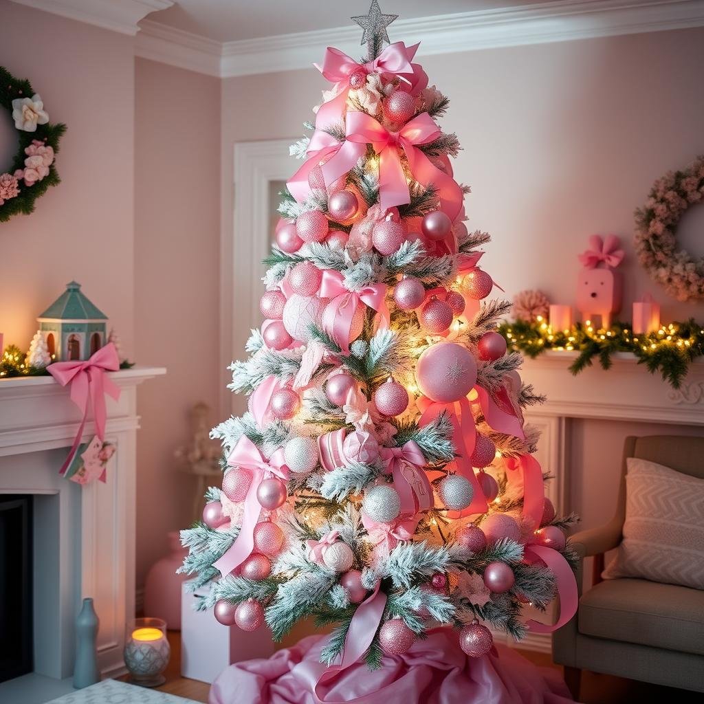 pink christmas tree decorations ideas