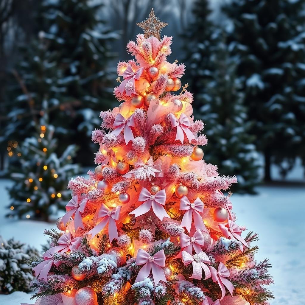 pink christmas tree decorations ideas outdoor