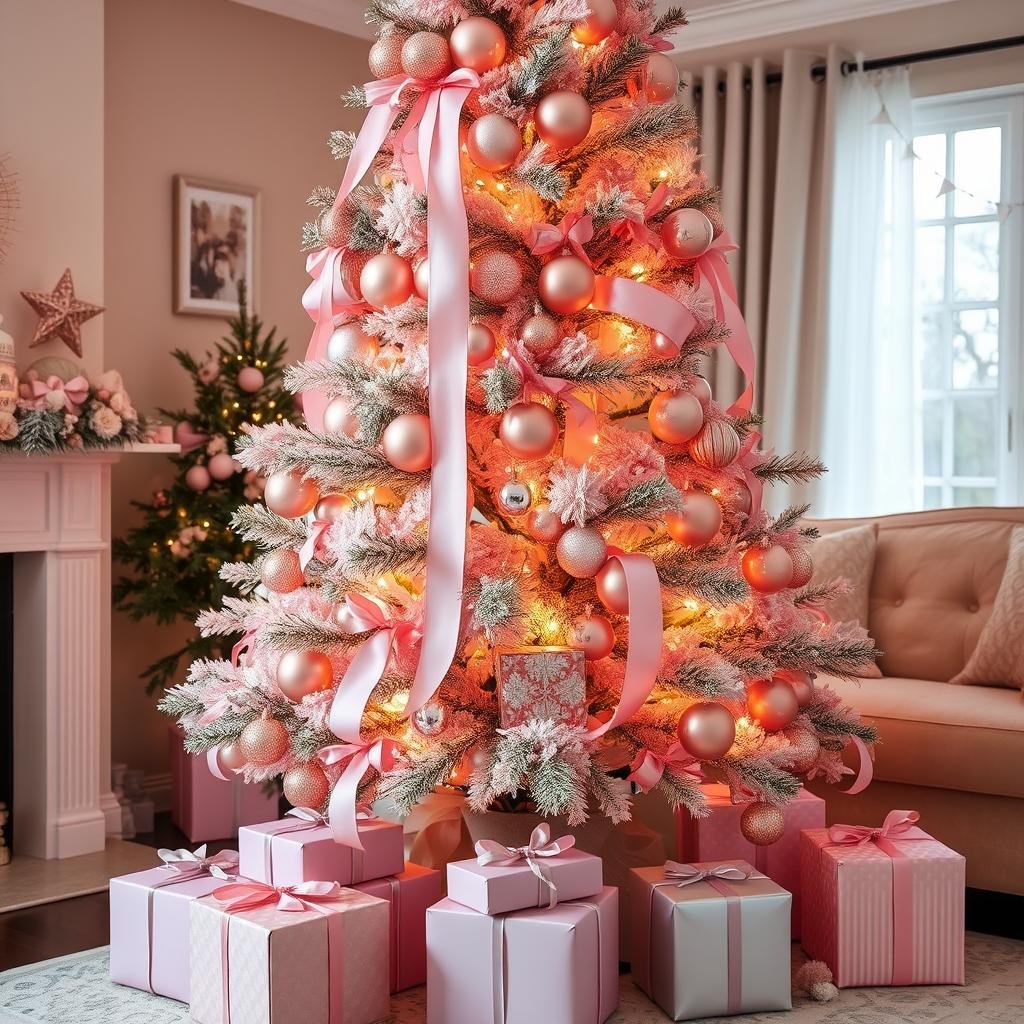 pink christmas tree decorations ideas