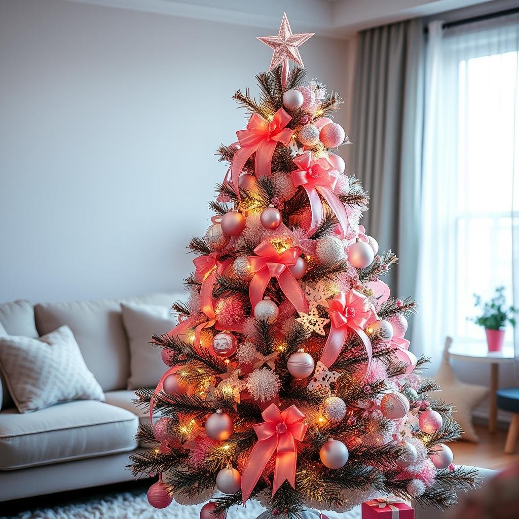 pink christmas tree decorations