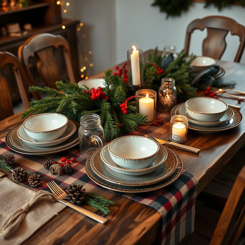 rustic christmas table settings