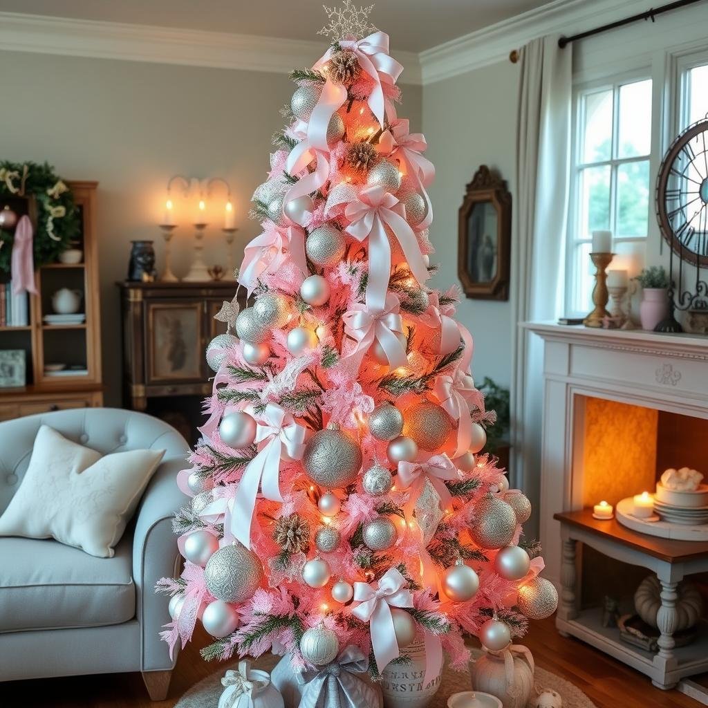 shabby chic pink christmas tree