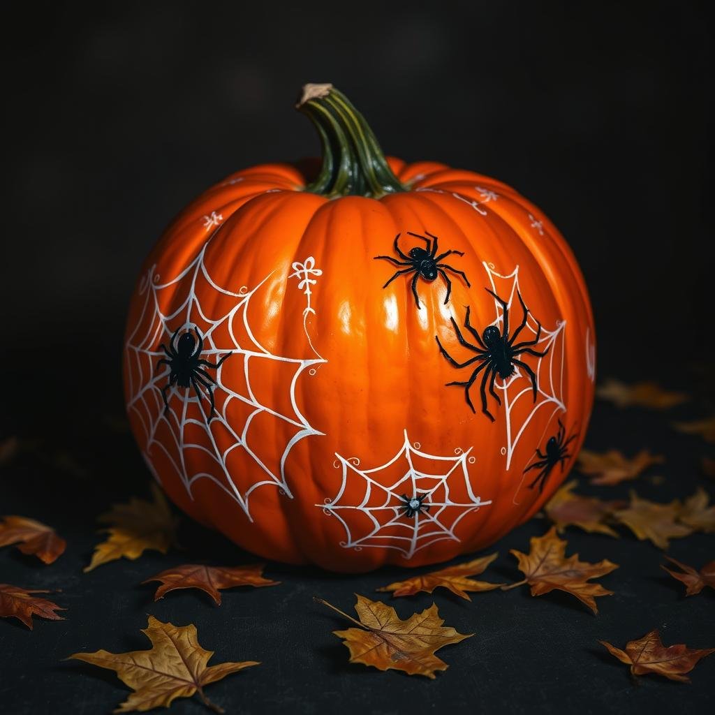 spider web pumpkin art