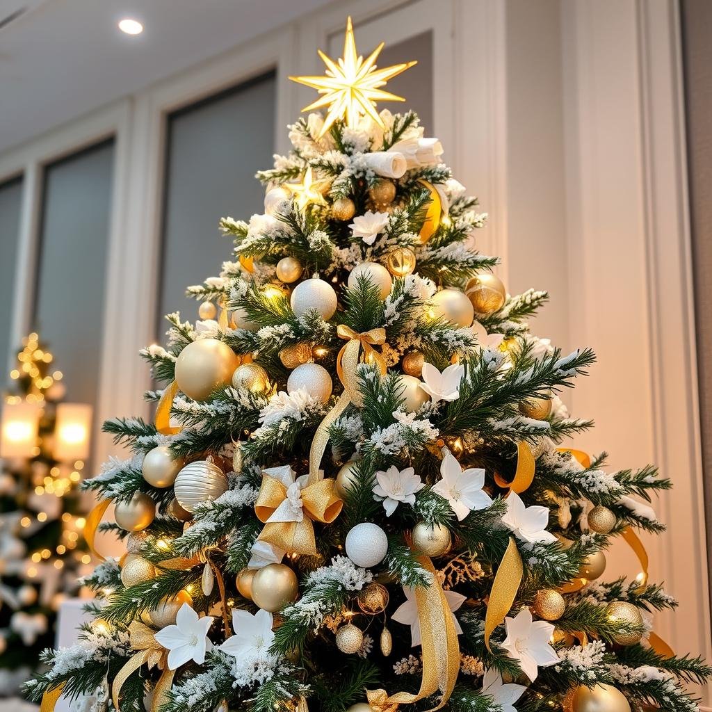 white and gold christmas tree idea